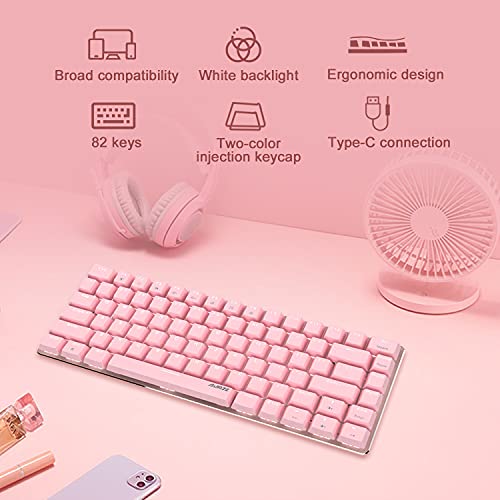 Pink Gaming Keyboard and Mouse,3 in 1 Gaming Set,White LED Backlit Wired Gaming Keyboard,RGB Backlit 6400 DPI Lightweight Gaming Mouse with Honeycomb Shell,Large Mouse Pad for PC Game(Pink)