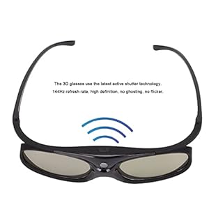 144Hz 3D Glasses, 2Pcs DLP LinK 3D Active Shutter Glasses LCD Lens 3D Projector Glasses for 3D DLP Orojectors