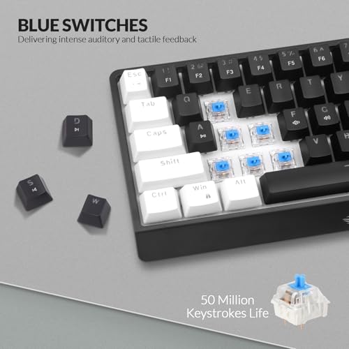 Rii RK806 60% Compact Blue Switch Keyboard