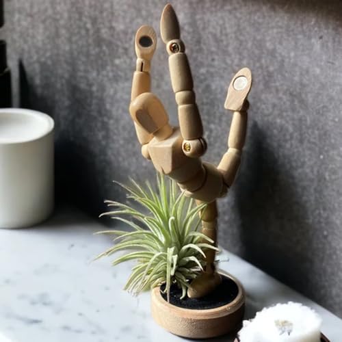 Support de plante aérienne statue articulée magnétique en bois modulable - 4