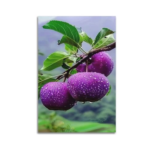 Poster mural moderne pommes violettes ZHOUKEG 60x90 cm pour decoration salon