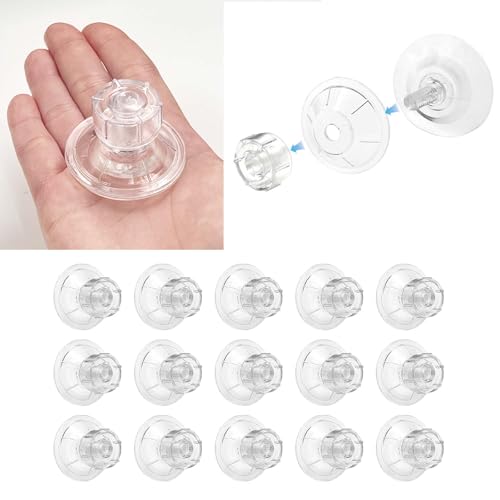 Daily Treasures 15pcs 45mm Screw in Suction Cups,Strong Suction Cups with Knurled Nuts,Small Suction Pads with Support Shell,Reusable Sucker,Clear Suction Cups for Glass Mirror Camping Caravan Decor