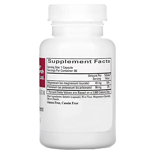 Cardiovascular Research Magnesium-Potassium Taurate 120 Capsules - Patent Pending Magnesium Taurate Now With Potassium Taurate - Two Bottle Bundle (120 Capsules) #TOP1