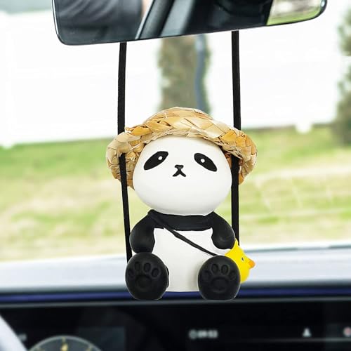 SHSHbuy Colgante de Coche,Panda Coche Accesorios,Colgante Colgante de Espejo de Coche,Lindo Colgante de Coche de Panda,Decoración Interior