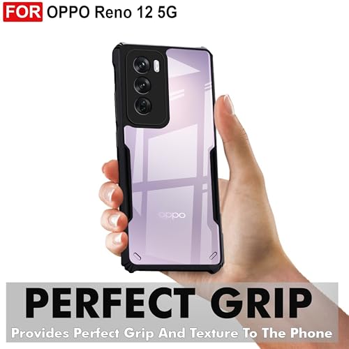 Image of Zapcase Back Case Cover for Oppo Reno 12 5G | Compatible for Oppo Reno 12 5G Back Case Cover | Clear Case with Camera Protection | (TPU + PC | Matte Black)