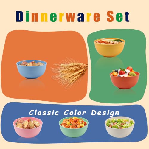Lazycorner 8 Pcs Wheat Straw Cereal Bowls 26 Oz Wheat Straw Bowls Set Reusable Plastic Bowls for Soup Microwave & Dishwasher Safe Soup and Salad Bowls - image 3