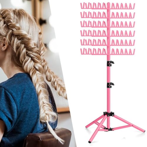 Estante para trenzar cabello con herramientas y pie regulable para separar extensiones 3