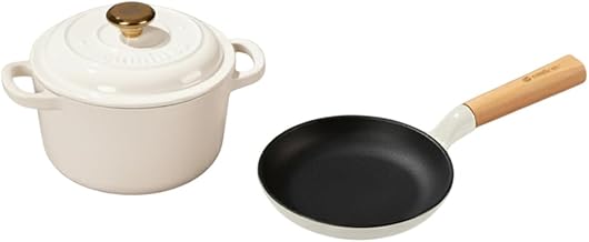 CUMIN CO. Cast Iron Cookware Fry Pan and Dutch Oven Combo | Patented Coating, 100% Toxin Free, Rust Resistant | 16 cm pan with Wooden Handle and 16 cm Mini Dutch Oven with Lid | Induction Friendly