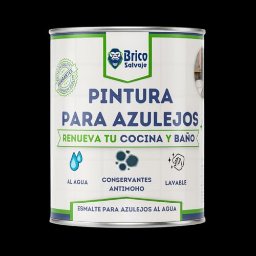 BRICOSALVAJE Pintura para Azulejos Cocina y Baño al Agua SATINADO | Sin Imprimación | Lavable | Gran dureza (Negro Ébano, 750 ML)