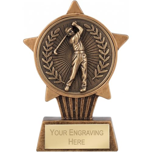 TROPHIESPLUSMEDALS Male Golf Mini Star Trophy 10cm Engraving