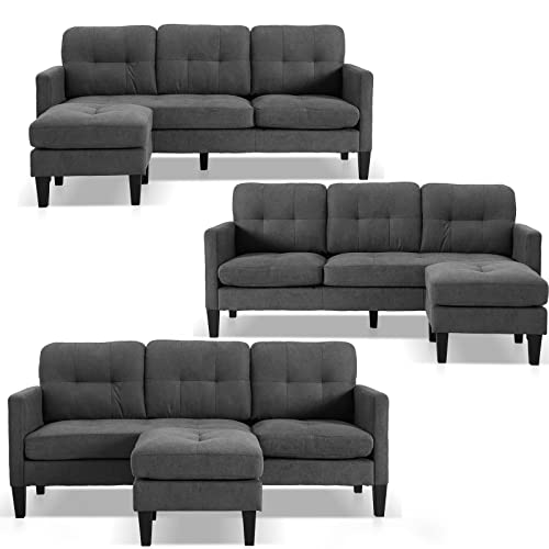 Jovno Convertible Sectional Sofa Couch, Modern L-Shaped Couch 3-Seat Sofa, Reversible Sectional For Living Room, Apartment And Small Space (Dark Grey) #TOP4