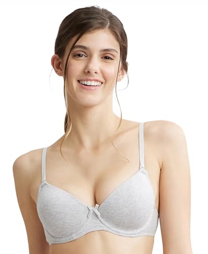 Image of Jockey 1245 Women Under-Wired Padded Super Combed Cotton Elastane Stretch Medium Coverage T-Shirt Bra with Detachable Straps