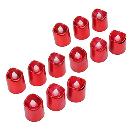 RASTKY Lampada a Candela a LED Rossa Senza Fumo, Luce Calda per la Decorazione della Festa Nuziale, 12 Candele Elettroniche a LED per Riunioni di Natale