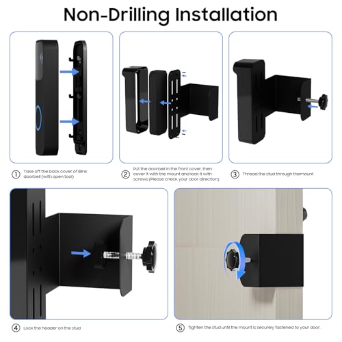 Blink video Doorbell Mount, Anti-Theft Blink Video Doorbell Door Mount Bracket, Adjustable Angle No Drilling Door Bell Camera Accessories Kit forApartments/Businesses/Home/Rental by DmgicPro - Image 5