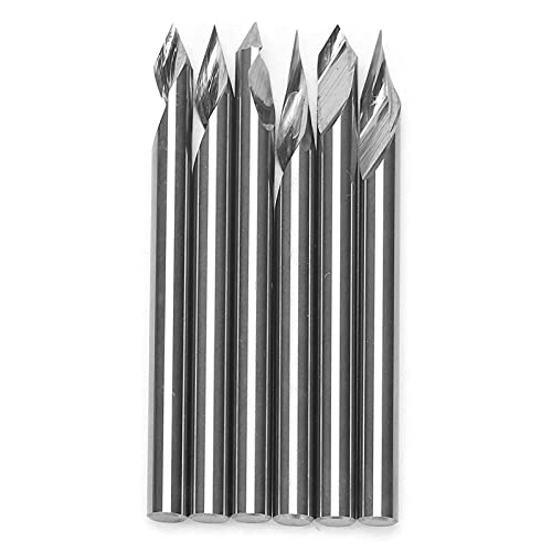 6Pcs Drill Point Cutter High Speed Steel Engraving Milling Cutter for Woodworking Tools Grinder Machine Silver 3.175mm 40mm