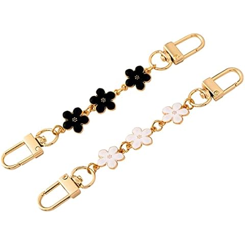 2Pcs Purse Strap Extenders Black White Crossbody Straps Replacement Bag Chains Decoration Accessories 5 Inches Shoulder Chains Extension Fit for Crossbody Handbag Purse Pochette Charms (Plum Bossom S) Cover