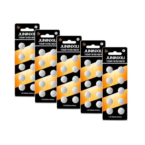 JUNINXIU Lot de 50 piles bouton LR44 AG13 357 L1154F 303 A76 [Forte Power]