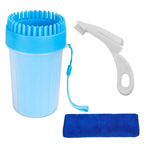 HIFEOS Dog Paw Cleaner, Portable Pet Paw Washer with Silicone Grooming Brush, with a Pets Finger Toothbrush and a Towel