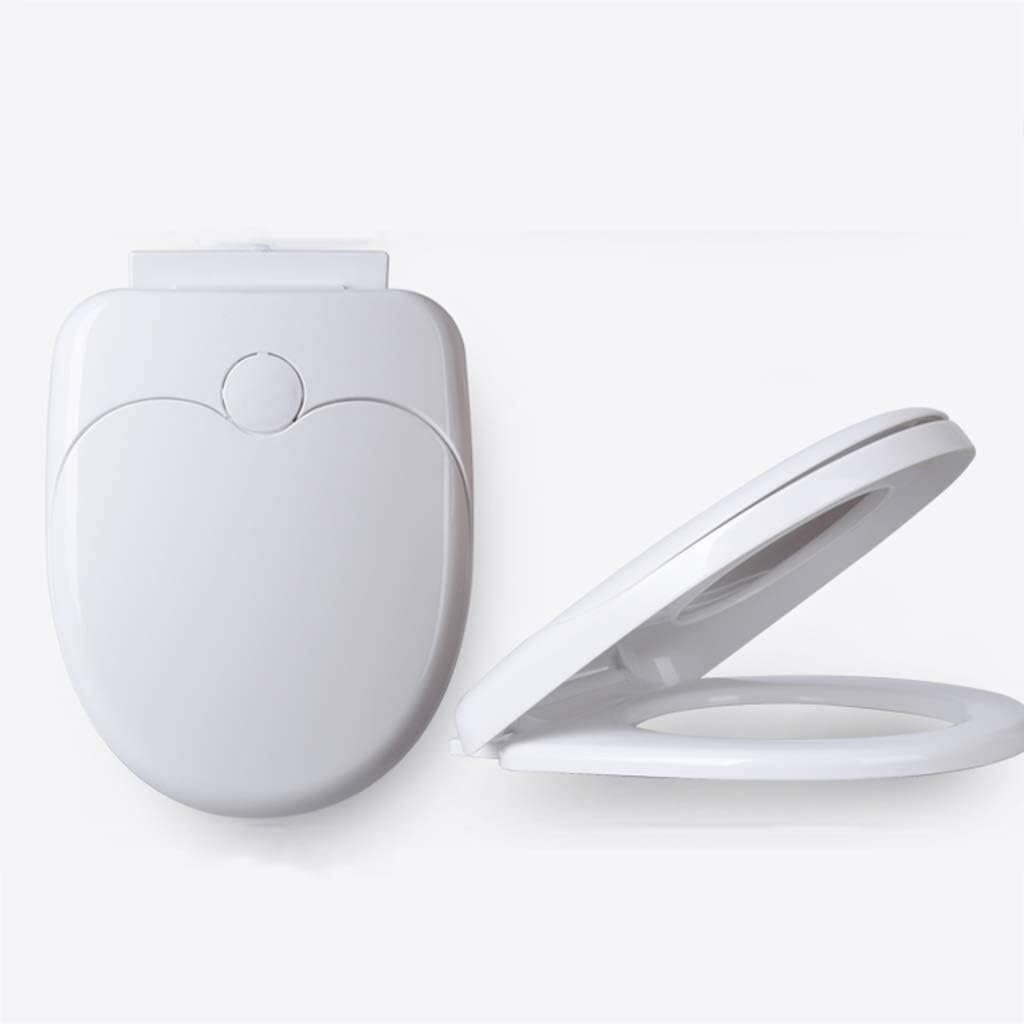 Durable plastic Slow-close Circular Toilet Seat With Silent-close Lid, Bottom-mounted Slow-close Mechanism Easy to clean(White)