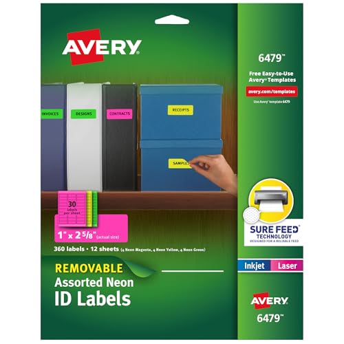 Avery Multipurpose Labels étiquette amovible fluo 2,5x6,7 cm 360