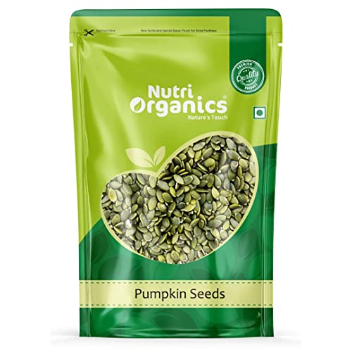 Image of NutriOrganics Roasted Pumpkin Seeds for Eating 250 g Without Salt, Immunity Booster Jumbo Pumpkin Seeds