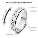 Fidget Toys Adults Anxiety Ring for Women: Fidget Spinner Cute Keep Going Symbol Thumb Ring Stainless Steel Gold Silver Black Size 5 6 7 8 9 10 (Silver Keep Going, 8)