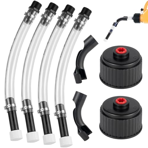 Image of Gas Cans Hose Kit, 4 Racing Vp Fuel Jug Hoses with 2 benders and 2 caps, Racing Jugs Hose Quick Fill Spout Replacement, for Gas Cans, Racing Vp Fuel Jug and 5 /5.5 Gallon Jugs