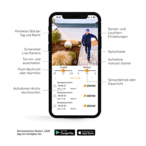 Steinel LED-Außenprojektor mit XLED CAM 1 SC Überwachungskamera, Gegensprechanlage, 180°-Infrarot-Bewegungsmelder, 21 W, Anthrazit