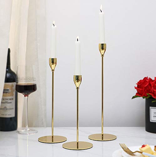 Earnest Living Elegant Candle Stick Holder 3 in 1 Set Golden Decoration for Weddings and Table Top