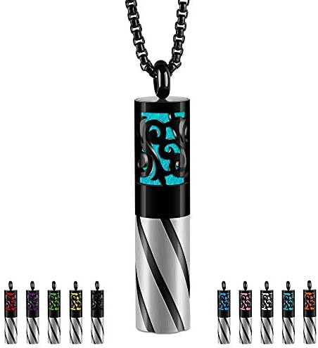 RoyAroma Aromatherapy Essential Oil Necklace Cylindrical, Diffruser and Container 2-1 Stainless Steel Pendant Fashion Design Come with 10PCS Felt Bar