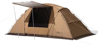 MOBI GARDEN テント 3-4人用 ファミリーテント 自立式 2ルーム 設営・撤収簡単 2ドア設計 初心者向け 防水 キャンプ アウトドア サンド