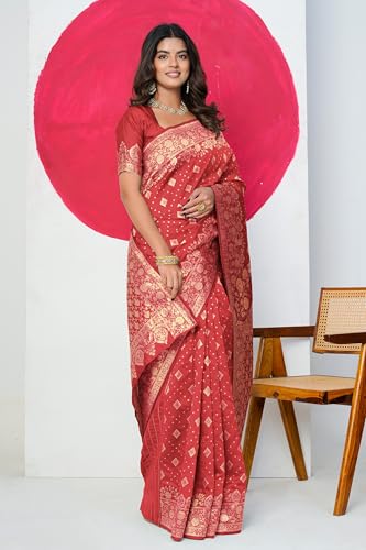 Image of MIRCHI FASHION Women Saree | Banarasi Silk Woven Design Daily Regular Use Sari with Blouse