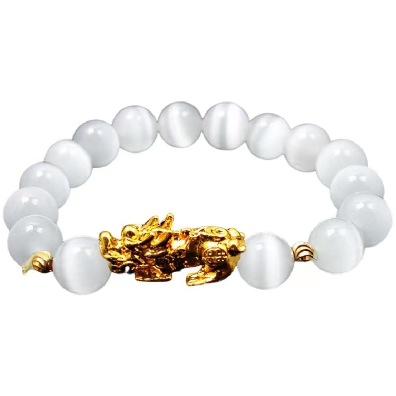 ninfeFeng Shui Bracelet for Women Natural Tiger Eye Bracelet 18k Gold Plated Pixiu Bracelet Yoga Mala Beads Good Luck Friendship Bracelets for Women