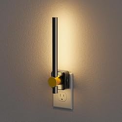 JandCase LED Night Light Plug into Wall, Dusk to Dawn Sensor | 0-200LM Dimmable LED Night Light, Bright Black, Gold Vanity Nightlight Bathroom Bedroom Dressing Room 3000K Soft White 1 Pack