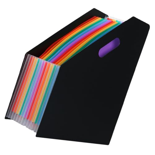 WOONEKY Organizador de Documentos Expandible con Gran Capacidad Carpeta de Archivos de Plástico Resistente para Recibos Facturas y Papeles Carpeta Acordeón Negra para Oficina y Hogar