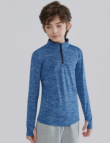 3 Pack Youth Boys Slim Fit Athletic Quarter Zip Pullover Shirts, Lightweight Long Sleeve Jackets Performance Tops3