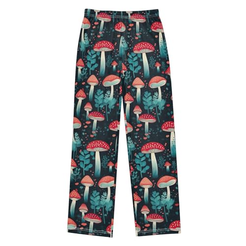Mushroom Long Pajama Pants Elastic Waist PJ Bottoms with Pockets S A1105592