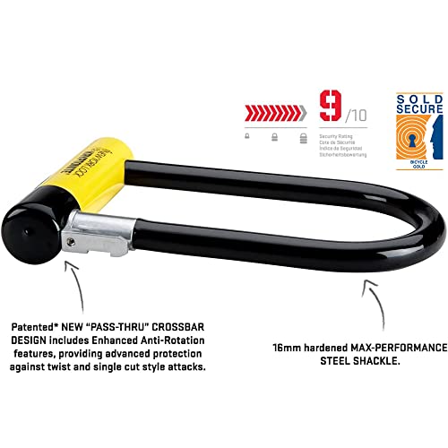 Image of Kryptonite New York Standard Bike U-Lock, Heavy Duty Anti-Theft, 16mm Shackle with Mounting Bracket and Keys, Ultimate Security for Bicycles E-Bikes and Scooters.