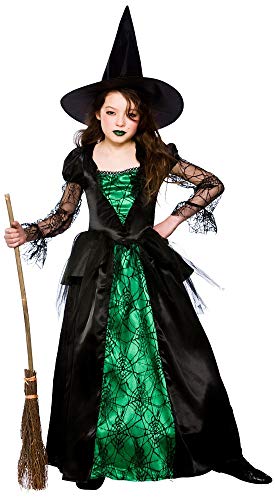 Wicked Costumes Girls Deluxe Emerald Witch Halloween Fancy Dress