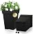 kubvici 20 Inch Tall Planters for Outdoor Indoor Plants, Set of 2 Large Plastic Plant Pots Flower Pot Outdoor Planter for Front Porch Door Balcony Deck with Drainage, with Removable Wheel, Black 20"