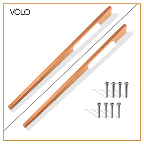 Image of VOLO Aluminium Wardrobe Handle - Elegant Pull Handle for Wardrobe Doors, Cabinet Doors, and Drawers in Kitchen, Office, and Bedroom (Pack of 2 Pieces) (SAC-40 Rose Gold 18 Inch (450mm))