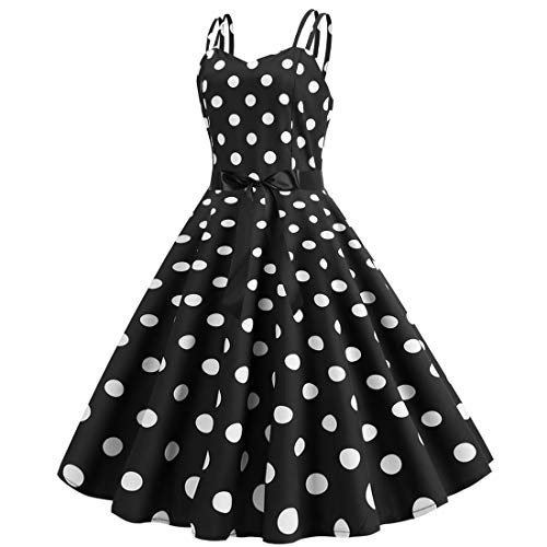IDOPIP Women's Vintage 1950s Retro Rockabilly Audrey Dress Polka Dot Sleeveless Cocktail Evening Party Swing Dress with Belt - Image 3