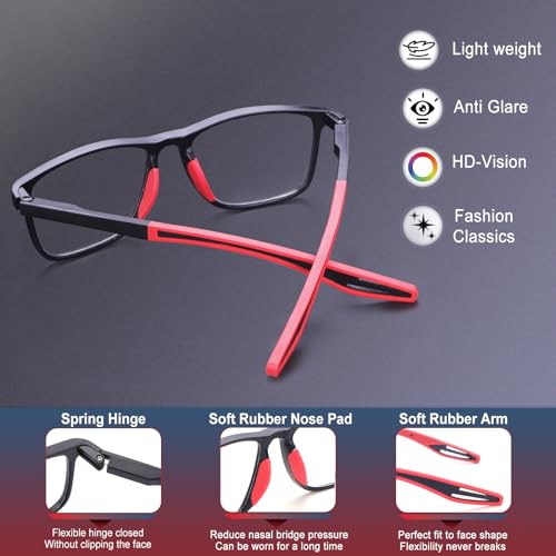 BLOEXCLU 4 Pack Progressive Multifocus Reading Glasses for Men Women TR90 Sports Style Anti-Blue Light Computer Readers