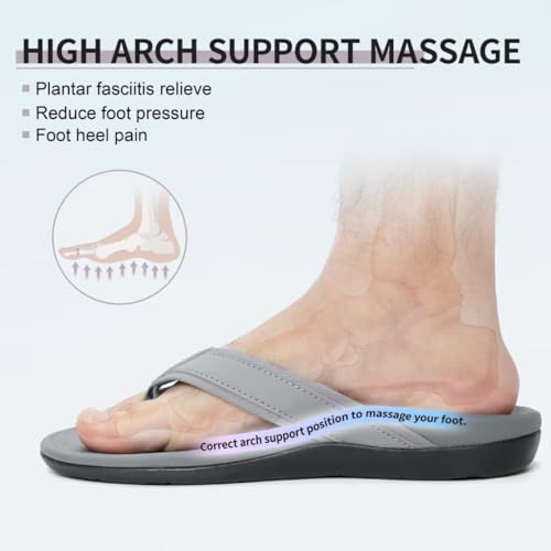 MEGNYA Comfortable Orthotic Plantar Fasciitis Toe Post for Mens, Lightweight Casual Sandals for Foot and Heel Pain Relief, Orthopedic Walking Flip-Flops with Arch Support3