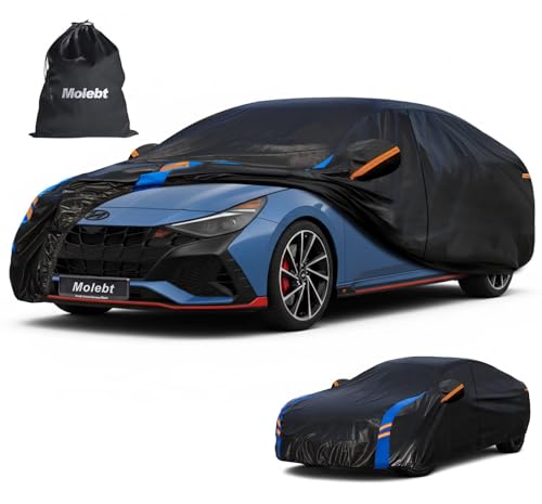 Image of Custom Fit Car Cover for Hyundai Elantra (2006-2026), Upgraded Waterproof All Weather Outdoor Auto Cover with Driver Door Zipper & Mirror Pockets, UV /Snow /Dust Protection