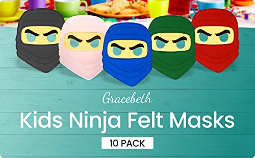 Kids Ninja Felt Masks For Birthday Parties, Halloween, Party Favors. Fun For Boys And Girls. Set Of 10 #TOP3