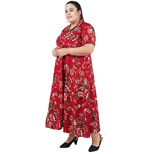 Image of Indietoga Women's Floral Printed Crepe Fit and Flare Maxi Dress (2XL to 10XL)