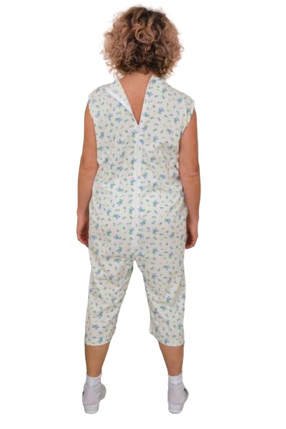 FERRUCCI COMFORT Sommer-Pyjama mit Reißverschluss am Rücken aus 100 % Baumwolle – 9012/7 – Damen und Herren – für ältere Menschen, Inkontinenz, Alzheimer