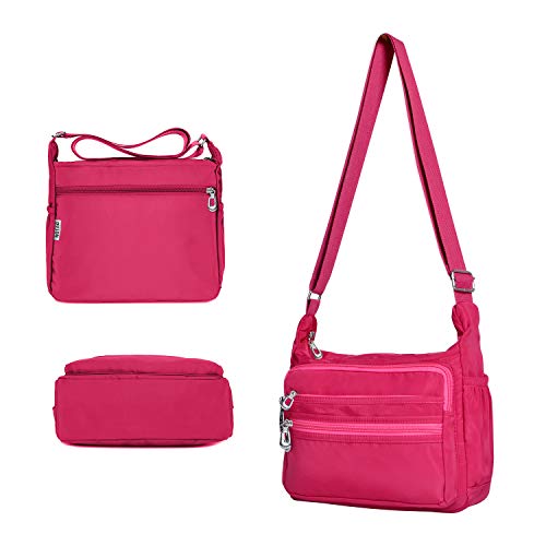 NOTAG Crossbody Bag for Women Waterproof Shoulder Bag Messenger Handbags Casual Nylon Purse Handbag (Small, Pink)
