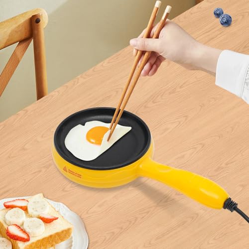 ZXTINGSHOP 6 Inch Frying Pan 450W Electric Non-Stick Electric Skillet Mini Fry Pan 180°C/356°F Nonstick Egg Pan for Induction, Omelets & Camping, RV Use Perfect for Single Serve Breakfast